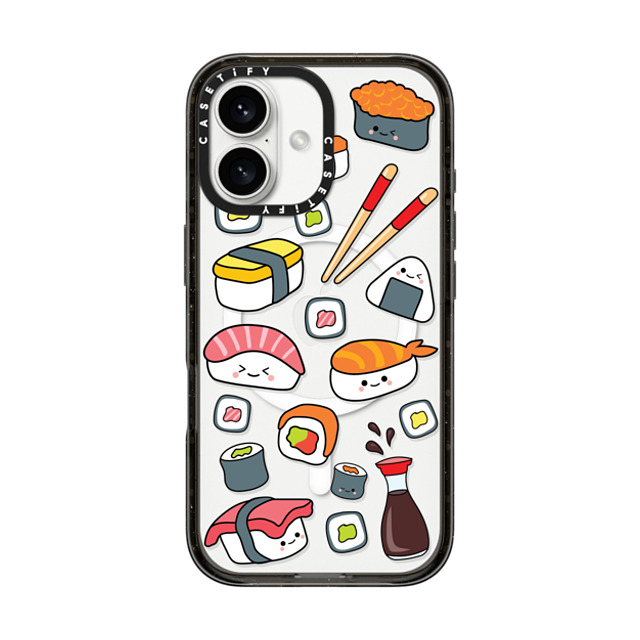 Kate Illustrates x CASETiFY iPhone 16 ケース Sticker,Cartoon ブラック インパクトケース MagSafe対応 SUSHI Father's Day Kate Illustrates x CASETiFY iPhone 16 ケース Sticker,Cartoon ブラック インパクトケース MagSafe対応 SUSHI Father's Day