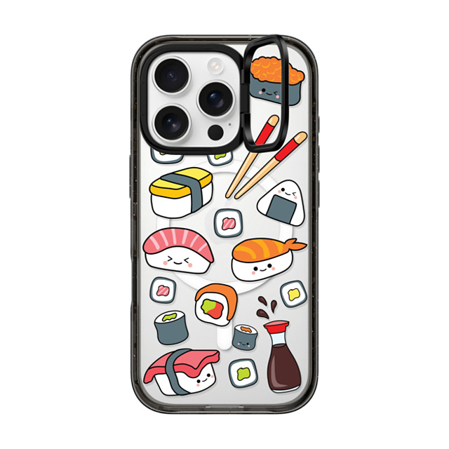 Kate Illustrates x CASETiFY iPhone 16 Pro ケース Sticker,Cartoon ブラック インパクトリングスタンドケース MagSafe対応 SUSHI Father's Day Kate Illustrates x CASETiFY iPhone 16 Pro ケース Sticker,Cartoon ブラック インパクトリングスタンドケース MagSafe対応 SUSHI Father's Day