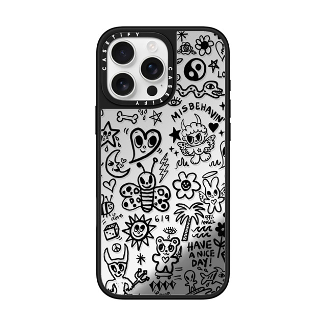 I Scream Colour x CASETiFY iPhone 16 Pro Max ケース Silver on Black ミラーケース MagSafe対応 MISBEHAVIN'