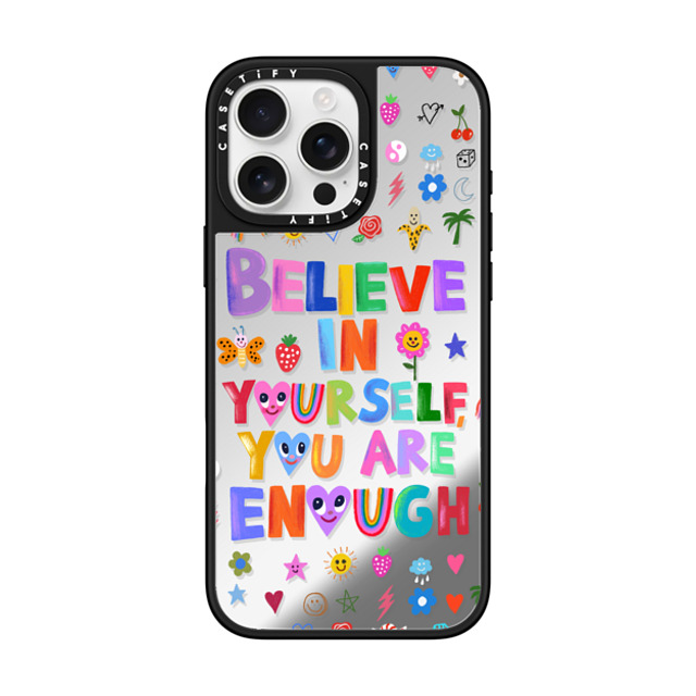 I Scream Colour x CASETiFY iPhone 16 Pro Max ケース Silver on Black ミラーケース MagSafe対応 BELIEVE IN YOURSELF