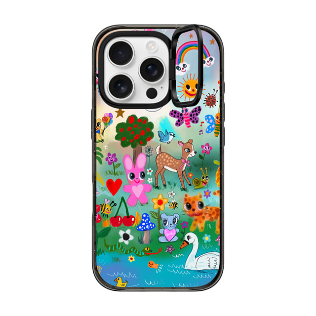 I Scream Colour x CASETiFY iPhone 16 Pro ケース ブラック インパクトリングスタンドケース MagSafe対応 POP FANTASY