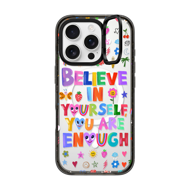 I Scream Colour x CASETiFY iPhone 16 Pro ケース ブラック インパクトリングスタンドケース MagSafe対応 BELIEVE IN YOURSELF