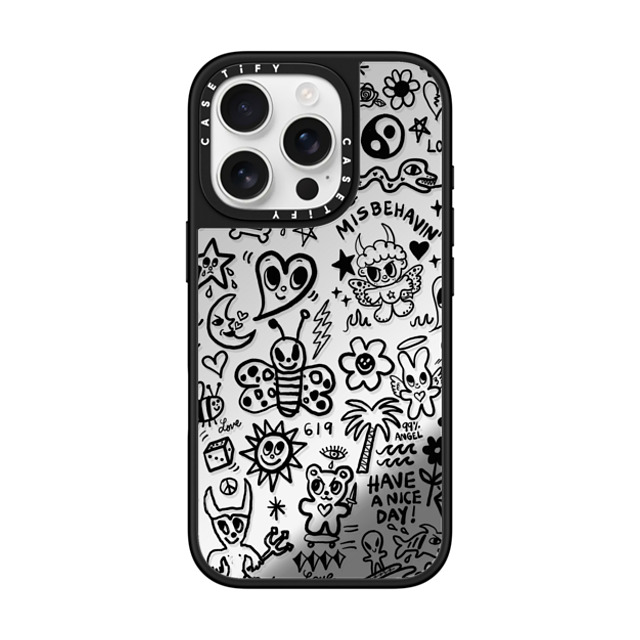 I Scream Colour x CASETiFY iPhone 16 Pro ケース Silver on Black ミラーケース MagSafe対応 MISBEHAVIN'