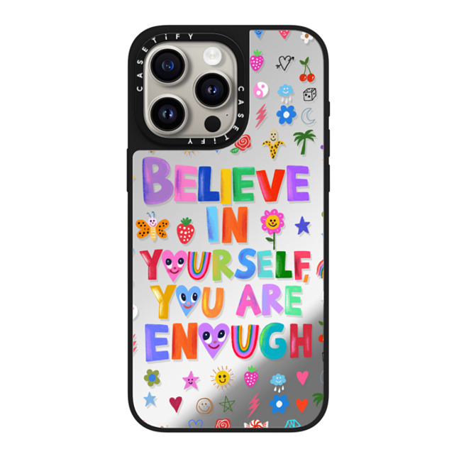 I Scream Colour x CASETiFY iPhone 15 Pro Max ケース Silver on Black ミラーケース MagSafe対応 BELIEVE IN YOURSELF