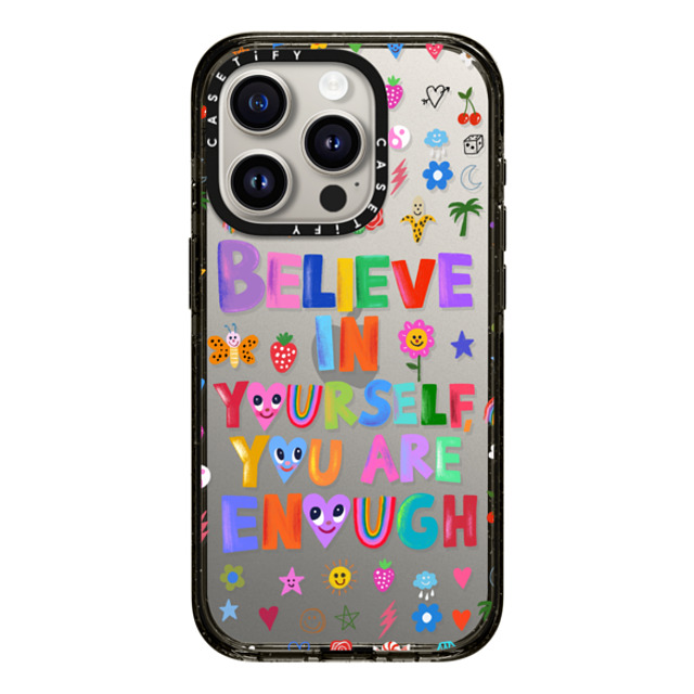 I Scream Colour x CASETiFY iPhone 15 Pro ケース ブラック インパクトケース BELIEVE IN YOURSELF