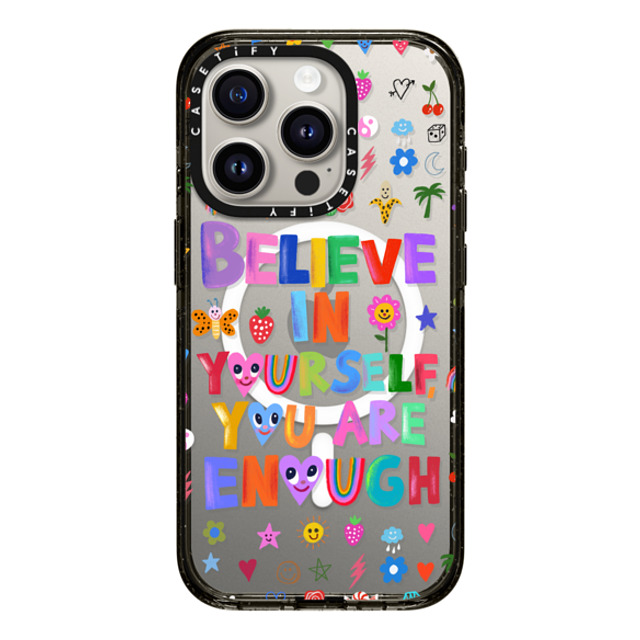 I Scream Colour x CASETiFY iPhone 15 Pro ケース ブラック インパクトケース MagSafe対応 BELIEVE IN YOURSELF