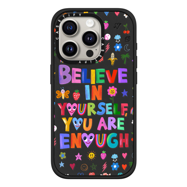 I Scream Colour x CASETiFY iPhone 15 Pro ケース マットブラック インパクトケース MagSafe対応 BELIEVE IN YOURSELF