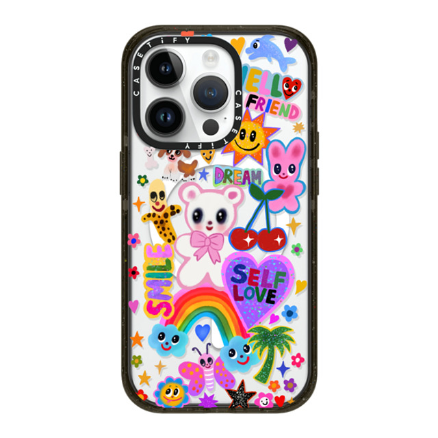 I Scream Colour x CASETiFY iPhone 14 Pro ケース ブラック インパクトケース MagSafe対応 ステッカー