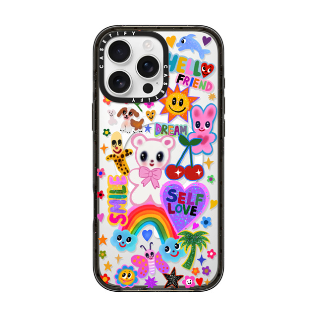 I Scream Colour x CASETiFY iPhone 16 Pro Max ケース ブラック インパクトケース MagSafe対応 ステッカー