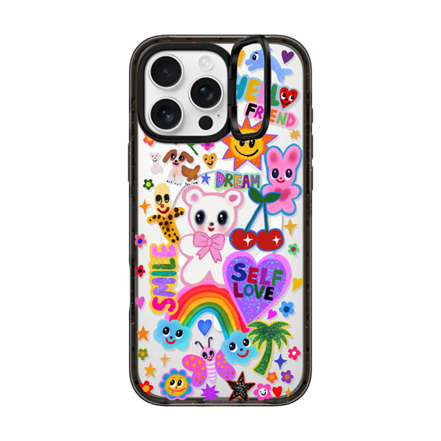 I Scream Colour x CASETiFY iPhone 16 Pro Max ケース ブラック インパクトリングスタンドケース MagSafe対応 ステッカー