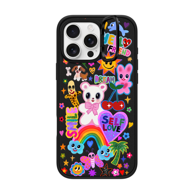 I Scream Colour x CASETiFY iPhone 16 Pro Max ケース マットブラック インパクトリングスタンドケース MagSafe対応 ステッカー