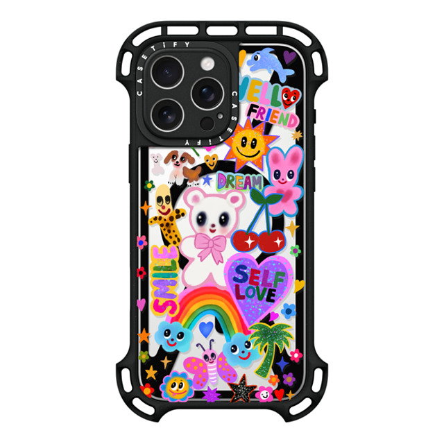 I Scream Colour x CASETiFY iPhone 16 Pro Max ケース ブラック ウルトラ バウンスケース MagSafe対応 ステッカー