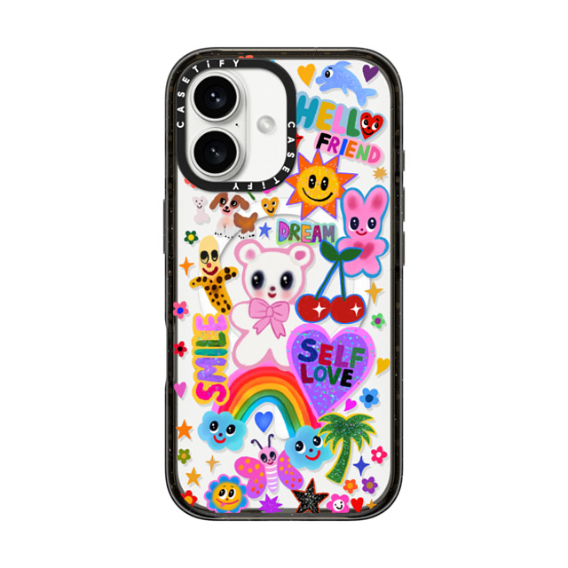 I Scream Colour x CASETiFY iPhone 16 ケース ブラック インパクトケース MagSafe対応 ステッカー