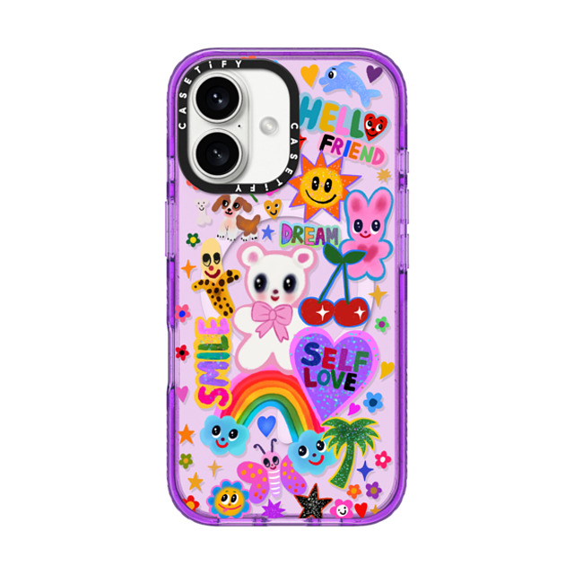 I Scream Colour x CASETiFY iPhone 16 ケース パープル インパクトケース MagSafe対応 ステッカー