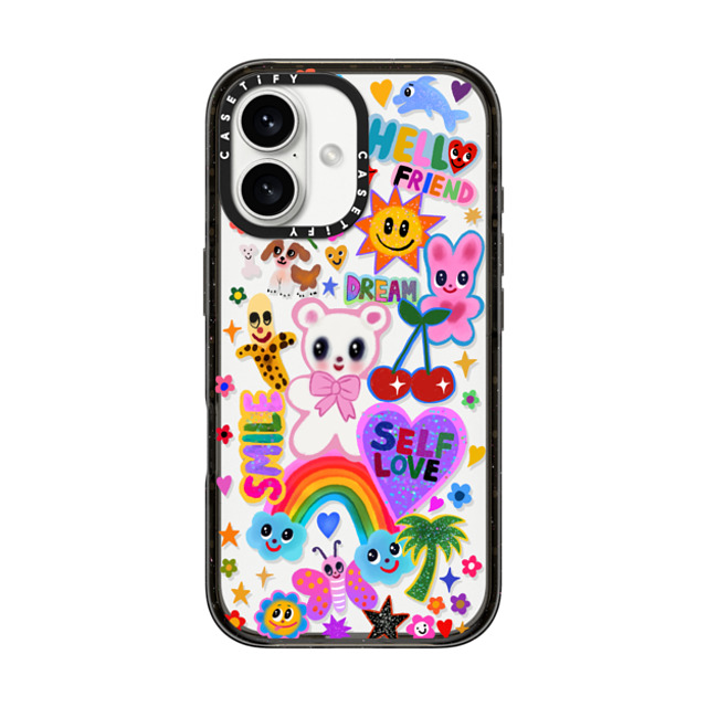 I Scream Colour x CASETiFY iPhone 16 ケース ブラック インパクトケース ステッカー