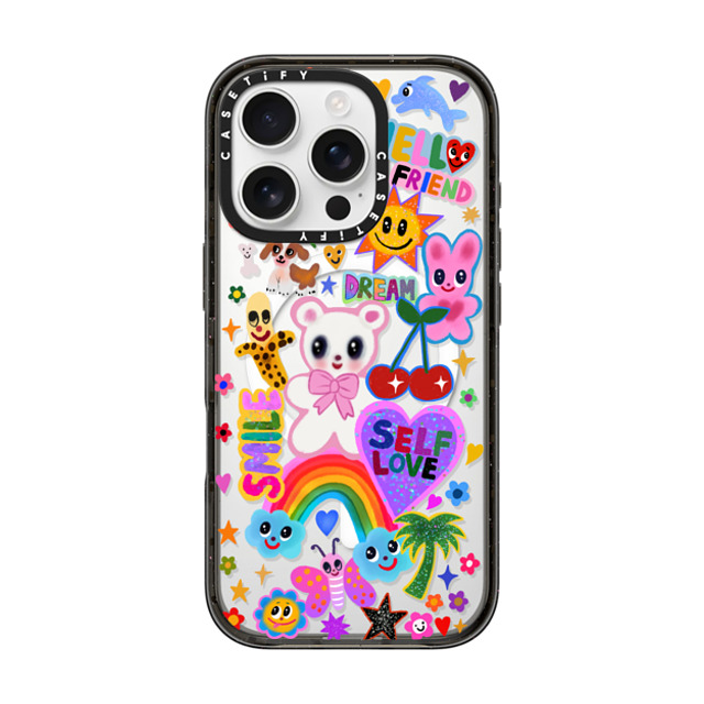 I Scream Colour x CASETiFY iPhone 16 Pro ケース ブラック インパクトケース MagSafe対応 ステッカー