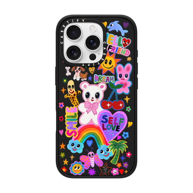 I Scream Colour x CASETiFY iPhone 16 Pro ケース マットブラック インパクトケース MagSafe対応 ステッカー