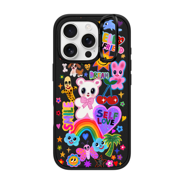 I Scream Colour x CASETiFY iPhone 16 Pro ケース マットブラック インパクトリングスタンドケース MagSafe対応 ステッカー