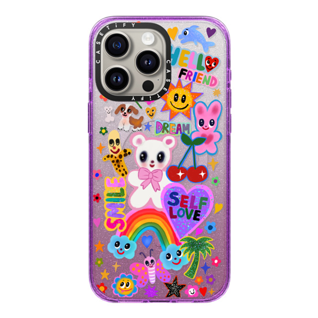 I Scream Colour x CASETiFY iPhone 15 Pro Max ケース Glitter Purple インパクトケース MagSafe対応 ステッカー