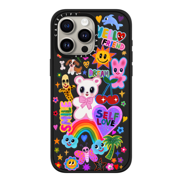 I Scream Colour x CASETiFY iPhone 15 Pro Max ケース マットブラック インパクトケース MagSafe対応 ステッカー