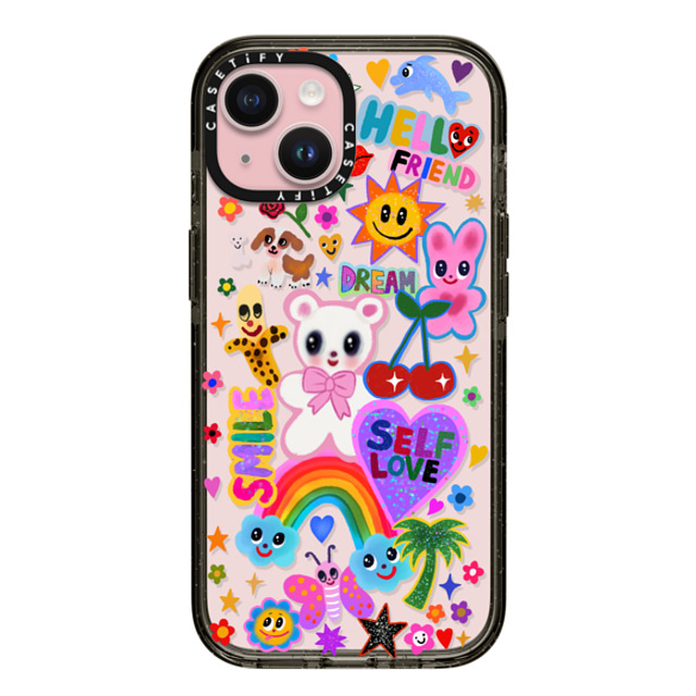 I Scream Colour x CASETiFY iPhone 15 ケース ブラック インパクトケース ステッカー