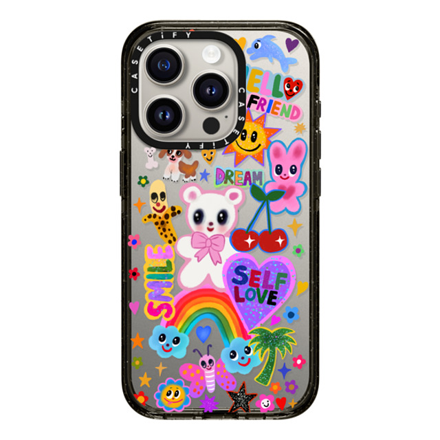 I Scream Colour x CASETiFY iPhone 15 Pro ケース ブラック インパクトケース ステッカー