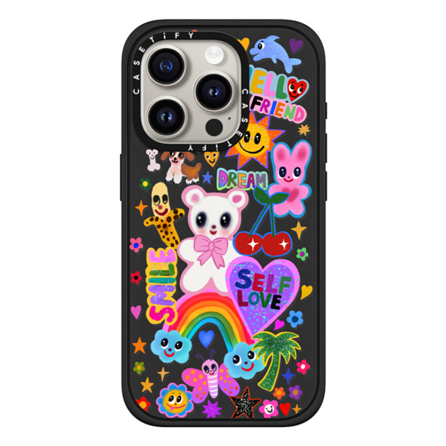 I Scream Colour x CASETiFY iPhone 15 Pro ケース マットブラック インパクトケース MagSafe対応 ステッカー