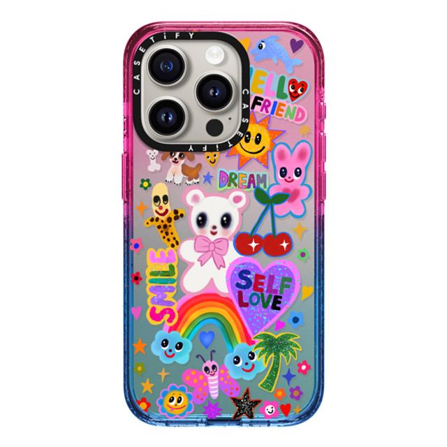 I Scream Colour x CASETiFY iPhone 15 Pro ケース Cotton Candy インパクトケース ステッカー