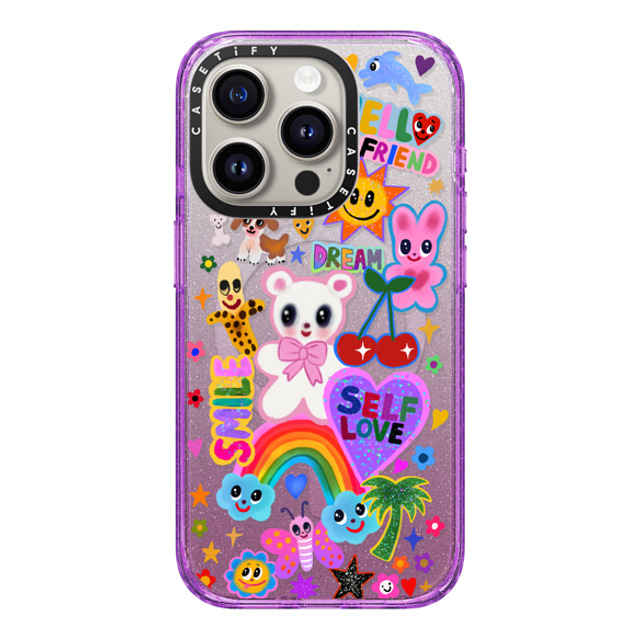 I Scream Colour x CASETiFY iPhone 15 Pro Case Glitter Purple Impact Case MagSafe Compatible ステッカー I Scream Colour x CASETiFY iPhone 15 Pro Case Glitter Purple Impact Case MagSafe Compatible ステッカー