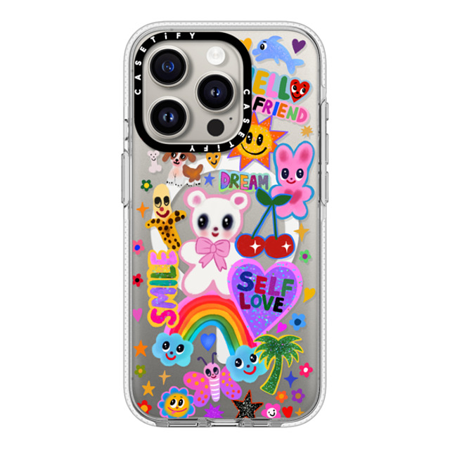 I Scream Colour x CASETiFY iPhone 15 Pro ケース クリア クリア ケース MagSafe対応 ステッカー