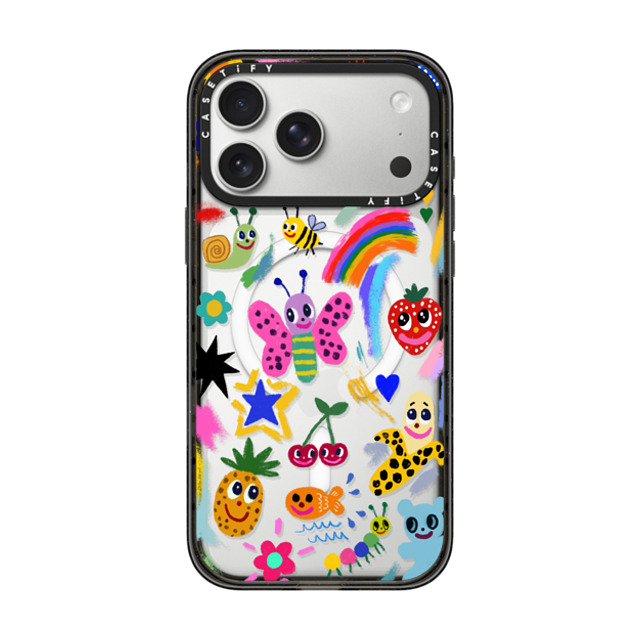 I Scream Colour x CASETiFY iPhone 17 Pro Max ケース Sticker,Butterfly ブラック インパクトケース MagSafe対応 Good vibes