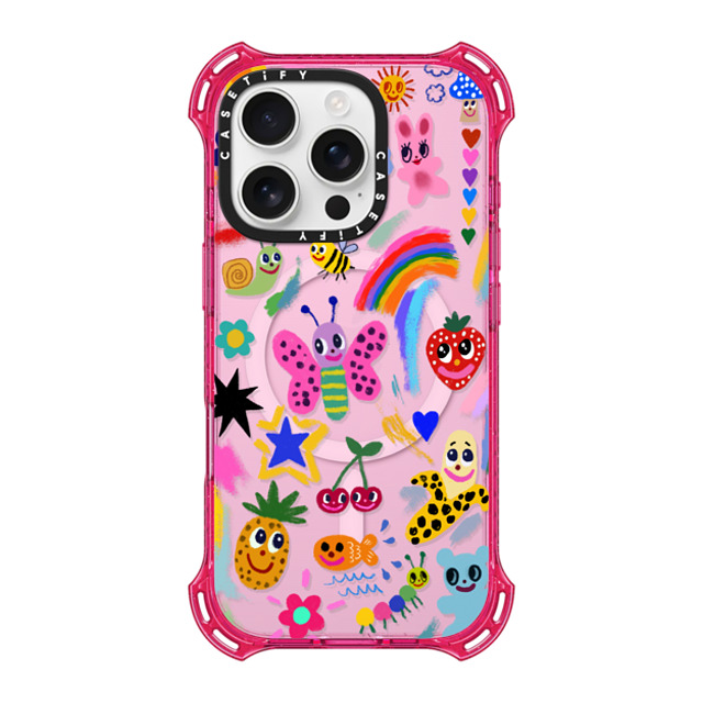 I Scream Colour x CASETiFY iPhone 16 Pro ケース Sticker,Butterfly プリムローズ ピンク バウンスケース Good vibes Mother's Day I Scream Colour x CASETiFY iPhone 16 Pro ケース Sticker,Butterfly プリムローズ ピンク バウンスケース Good vibes Mother's Day