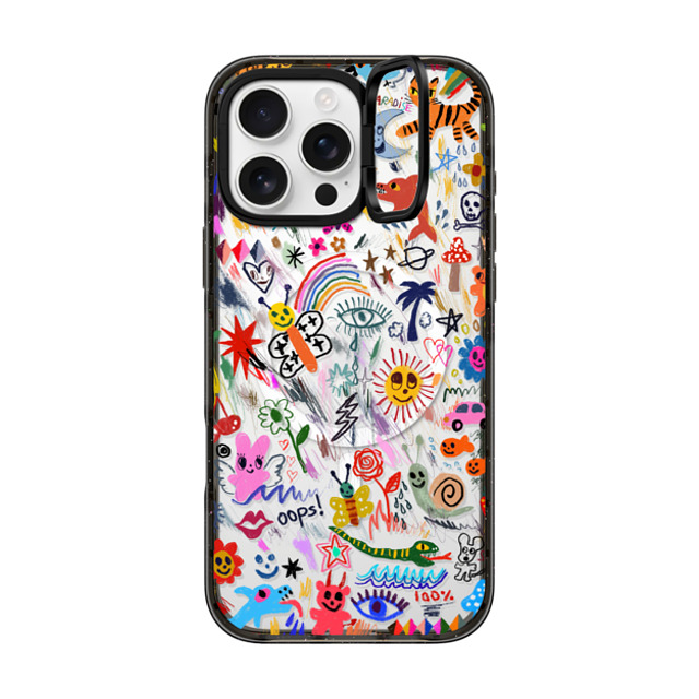 I Scream Colour x CASETiFY iPhone 16 Pro Max ケース ブラック インパクトリングスタンドケース MagSafe対応 Wild paradise