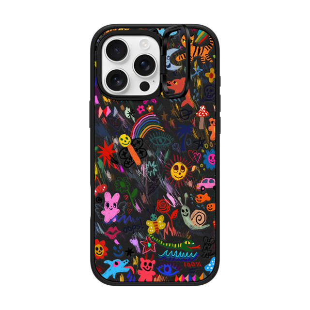 I Scream Colour x CASETiFY iPhone 16 Pro Max ケース マットブラック インパクトリングスタンドケース MagSafe対応 Wild paradise