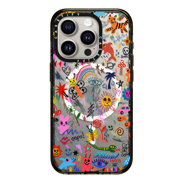 I Scream Colour x CASETiFY iPhone 15 Pro ケース ブラック インパクトケース MagSafe対応 Wild paradise