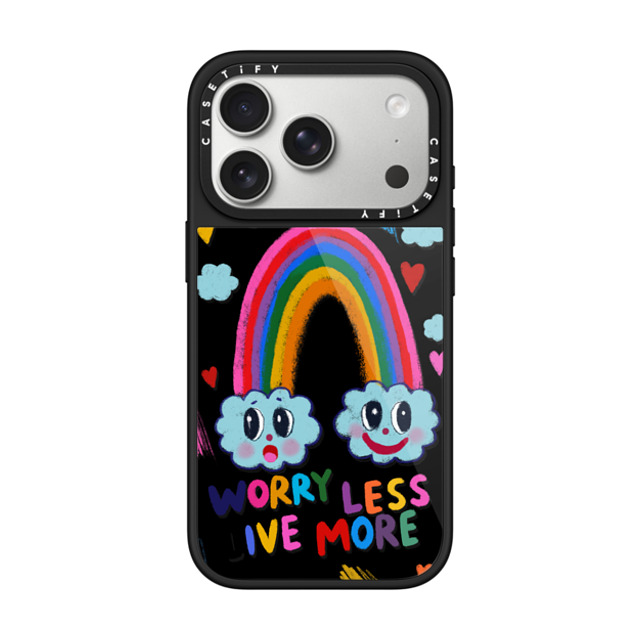 I Scream Colour x CASETiFY iPhone 17 Pro ケース Summer,Heart ブラック グレーズケース MagSafe対応 Worry less, live more