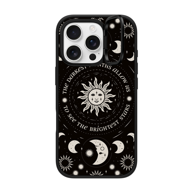 Forensics and Flowers x CASETiFY iPhone 16 Pro ケース マットブラック インパクトリングスタンドケース MagSafe対応 Brightest Stars