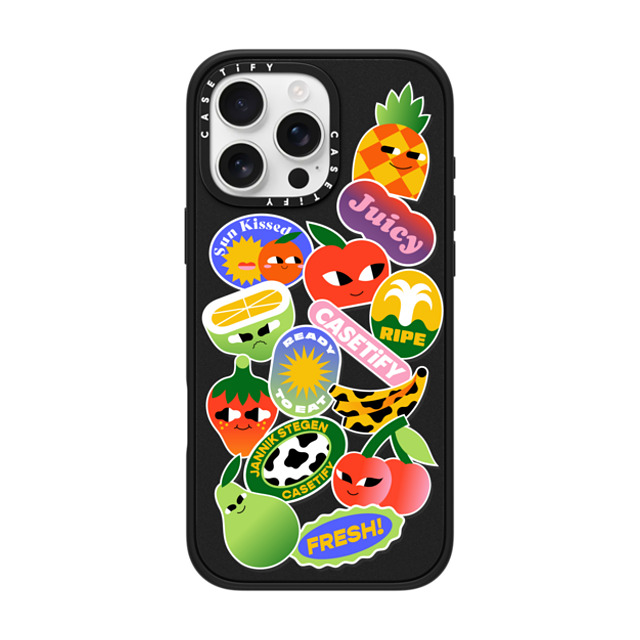 Jannik Stegen x CASETiFY iPhone 16 Pro Max ケース マットブラック インパクトケース MagSafe対応 FRUITS