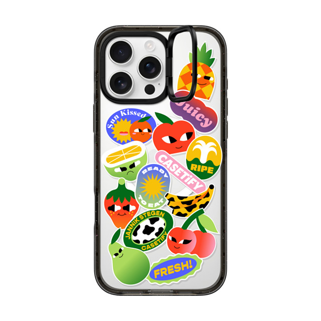 Jannik Stegen x CASETiFY iPhone 16 Pro Max ケース ブラック インパクトリングスタンドケース MagSafe対応 FRUITS