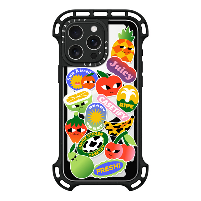 Jannik Stegen x CASETiFY iPhone 16 Pro Max ケース ブラック ウルトラ バウンスケース MagSafe対応 FRUITS