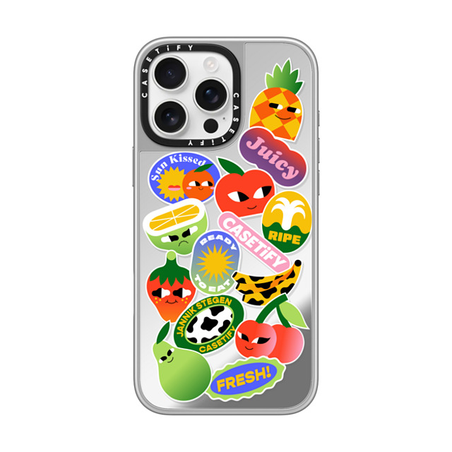 Jannik Stegen x CASETiFY iPhone 16 Pro Max ケース シルバー (シルバーバンパー) ミラーケース MagSafe対応 FRUITS