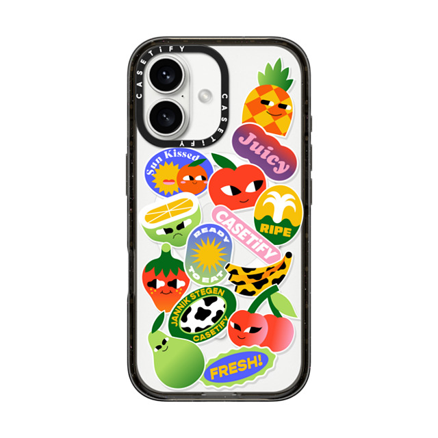 Jannik Stegen x CASETiFY iPhone 16 ケース ブラック インパクトケース MagSafe対応 FRUITS