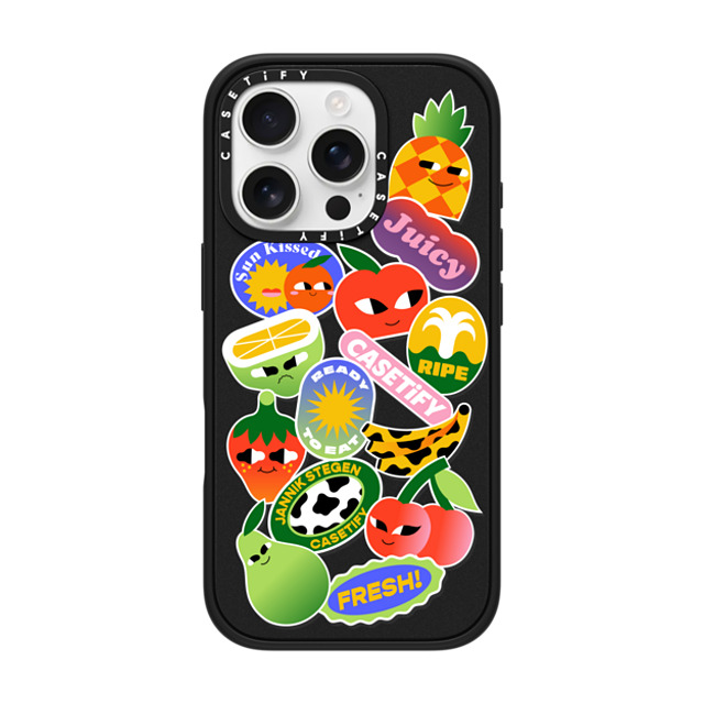 Jannik Stegen x CASETiFY iPhone 16 Pro ケース マットブラック インパクトケース MagSafe対応 FRUITS