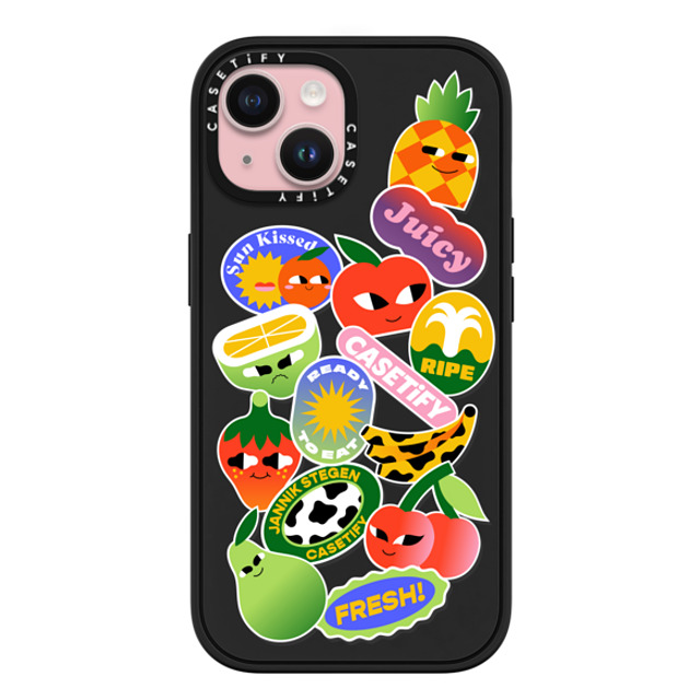 Jannik Stegen x CASETiFY iPhone 15 ケース マットブラック インパクトケース MagSafe対応 FRUITS