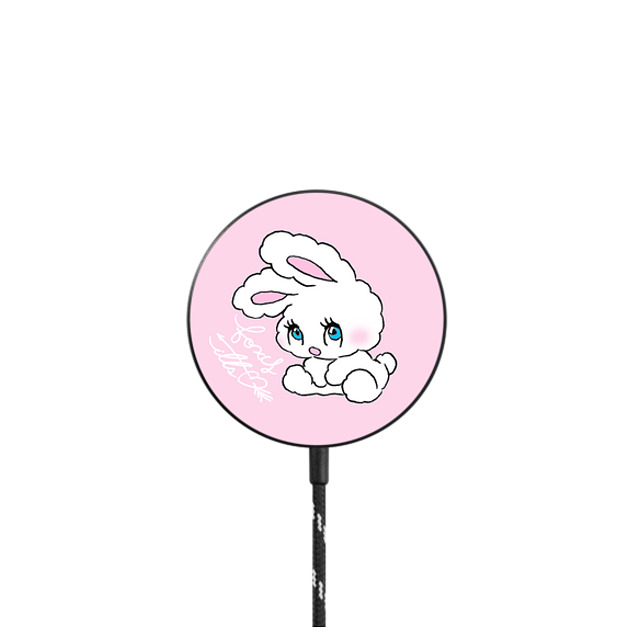 foxy illustrations x CASETiFY PowerThru Magnetic Wireless Charger ブラック マグネット式ワイヤレス充電器 Shy Bunny