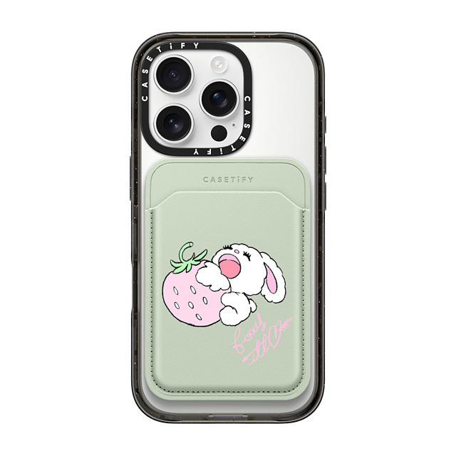 foxy illustrations x CASETiFY MagSafe ウォレット Mint/Brown Snappy BioVeg MagSafe ウォレット Bunny Eating Strawberry