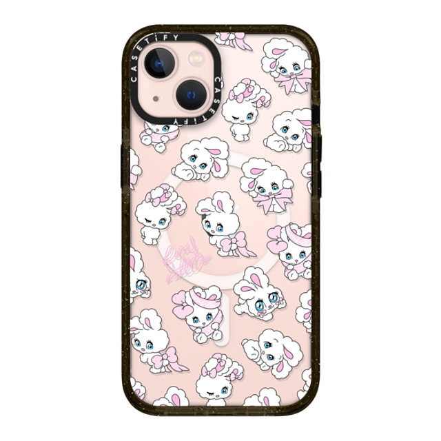 foxy illustrations x CASETiFY iPhone 13 ケース ブラック インパクトケース MagSafe対応 Ribbon Bunnies