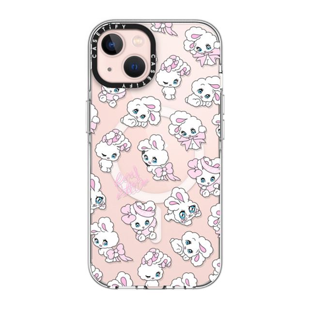 foxy illustrations x CASETiFY iPhone 13 ケース クリア クリア ケース MagSafe対応 Ribbon Bunnies