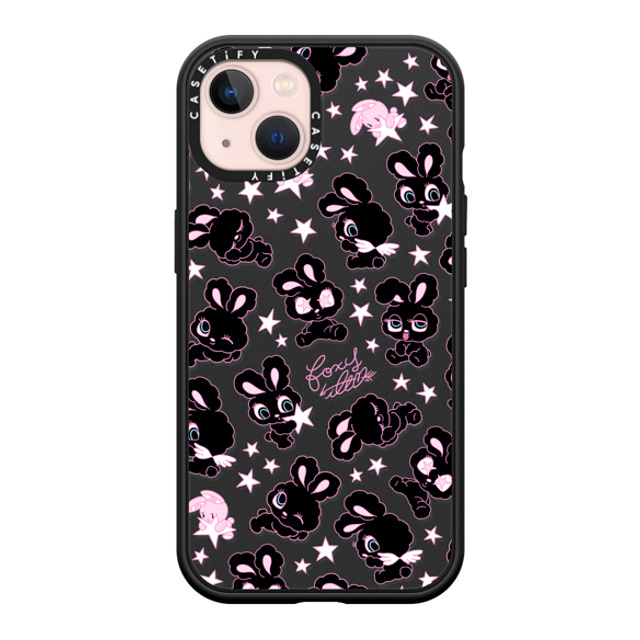 foxy illustrations x CASETiFY iPhone 13 ケース マットブラック インパクトケース MagSafe対応 Black Bunnies Star Mix