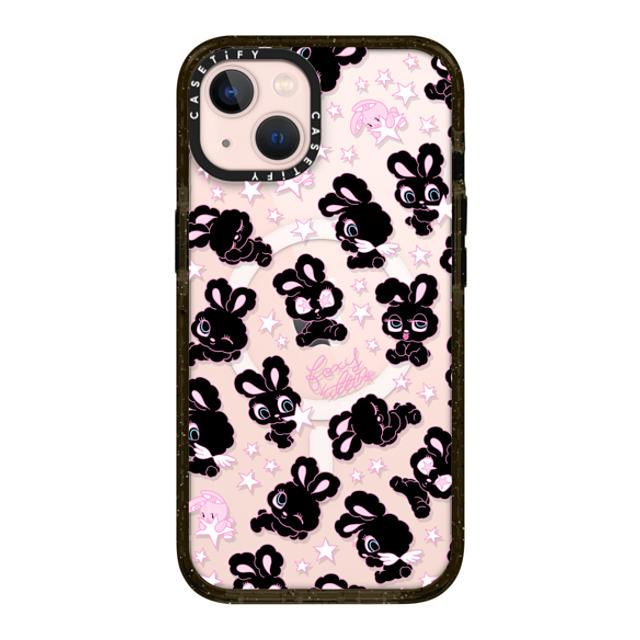 foxy illustrations x CASETiFY iPhone 13 ケース ブラック インパクトケース MagSafe対応 Black Bunnies Star Mix